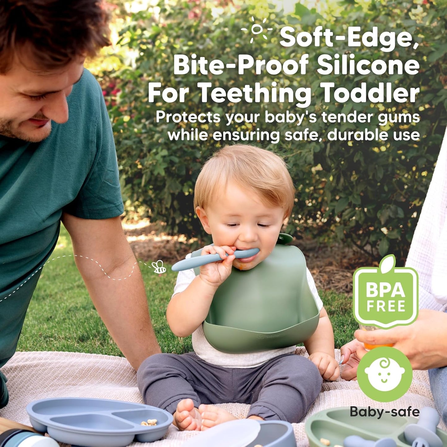 KeaBabies Silicone Baby Spoons, Self Feeding 6-12 months - 3-Pack Baby Weaning Eating Utensils, Toddler First Food Training Spoon, Infant, Kids Feeding Supplies Essential Set, Dishwasher-safe (Mellow)