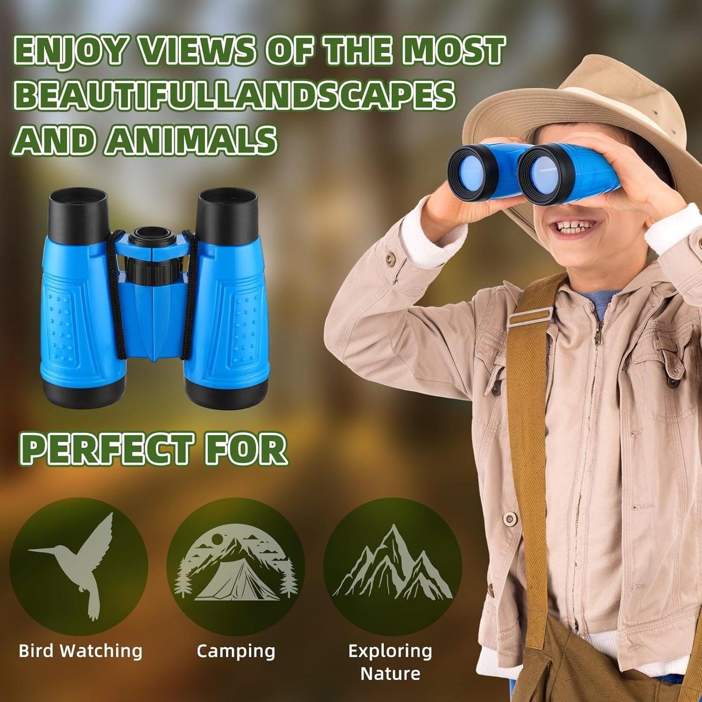 Wettarn 24 Pack Kid Mini Compact Binocular Compass Magnifying Glass Set for 3-12 Years Boy Girl Toddler Small Telescope Binocular for Kid Bird Watching Camping Hiking Exploring Outdoor Play
