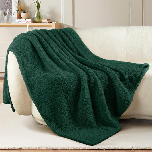 Exclusivo Mezcla Fleece Throw Blanket for Couch Sofa, Soft Warm and Fluffy Blankets for Women Men Girls Kids, Suitable for All Seasons, Forest Green, 50x60 Inches
