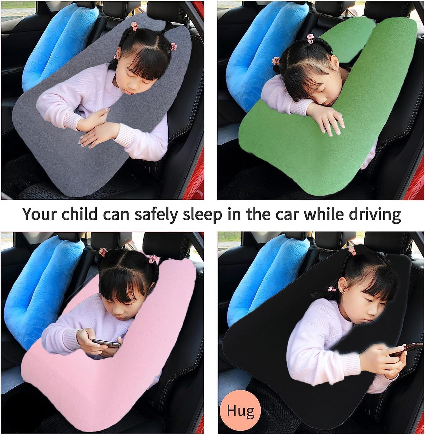 Travel Pillow Car Pillow Kid Car Sleeping The Sleeping Aid for Adults and Kids on Road Trips Sponge Kids Travel Pillow Provides Body and Head Support Gray