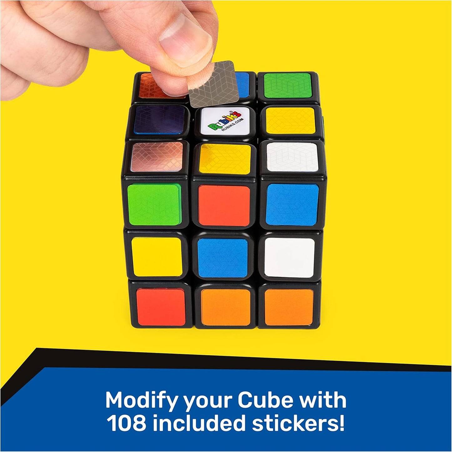 Rubik's Cube, Original 3x3 Puzzle Brain Teaser Fidget Toy with Removable Interchangeable Mod Stickers to Customize, for Adults & Kids Ages 8 and up