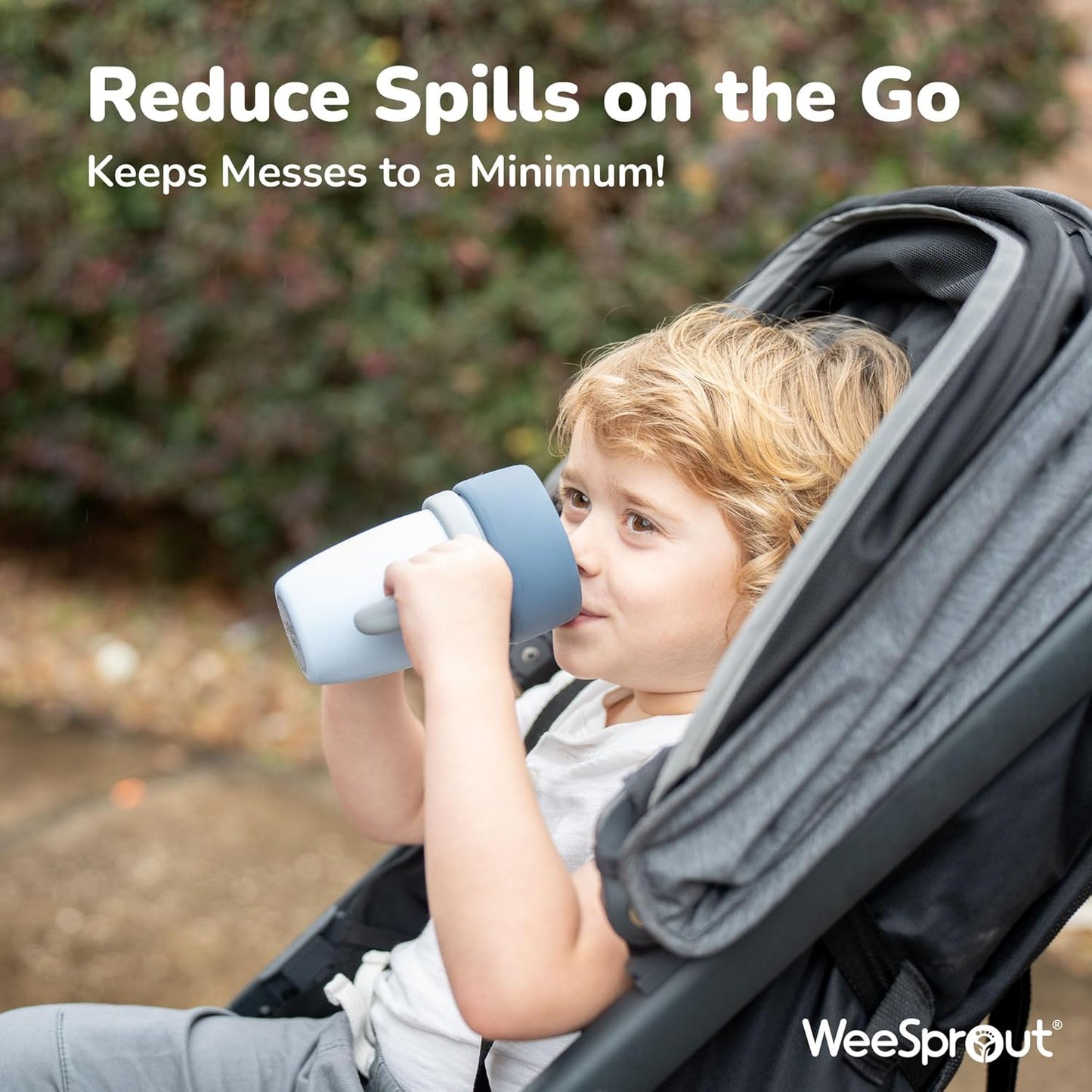 WeeSprout Baby Training Cup - Silicone Sippy Cup with Removable Handles for Weaning Off Bottle - Transition Spill-Proof Toddler Cups - No-Spill Design (Pink/Purple/Light Gray)