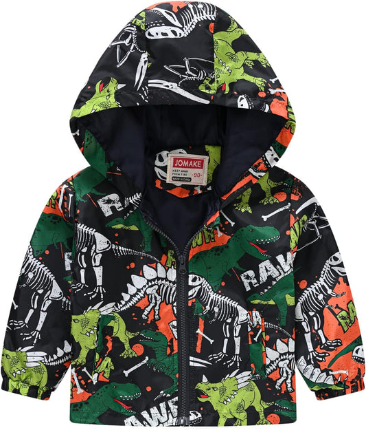 TUIJI Toddler Boys Girls Cartoon Print Zip Jacket Hooded Trench Lightweight Kids Coats Windbreaker Outdoor Cute Dust Coats