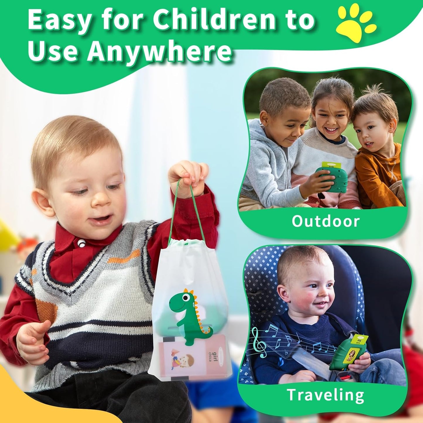 Toddler Toys Bilingual English and Spanish Talking Flash Cards for 1 2 3 4 5 6 Year Old Boys and Girls, Autism Sensory Toys for Autistic Children, Learning Educational Speech 250 Sight Words