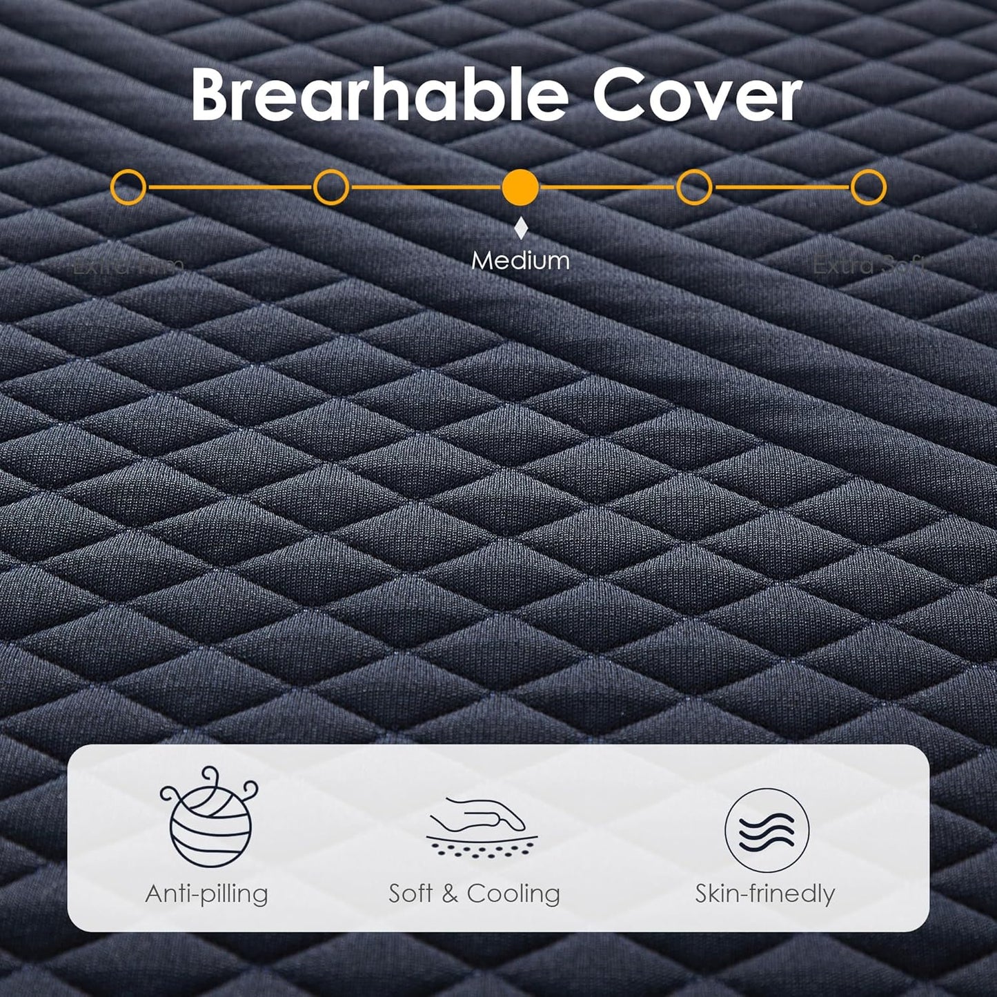 Gel-Infused Memory Foam Mattress 14 Inch Queen Size,Medium Soft with Removable Washable Cover Cooling Gel Bed in a Box,CertiPUR-US Certified,60"X80"X14" Navy Blue