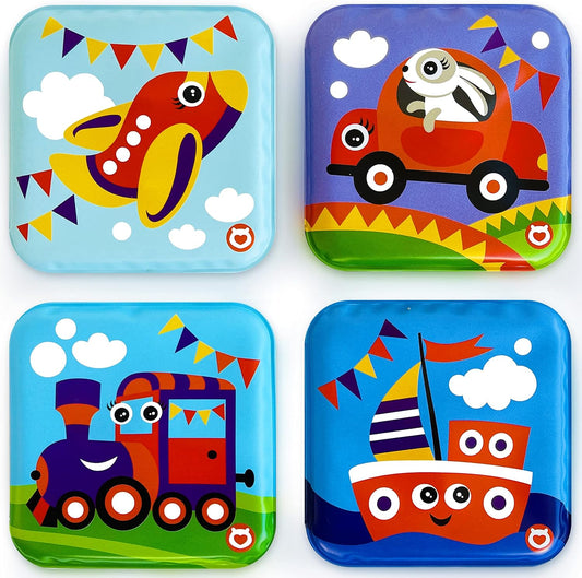 Floating Baby Bath Books - Transport Themed Bath Books for Babies, Infants - Waterproof, Mold-Free Bath Toys for Learning & Early Education