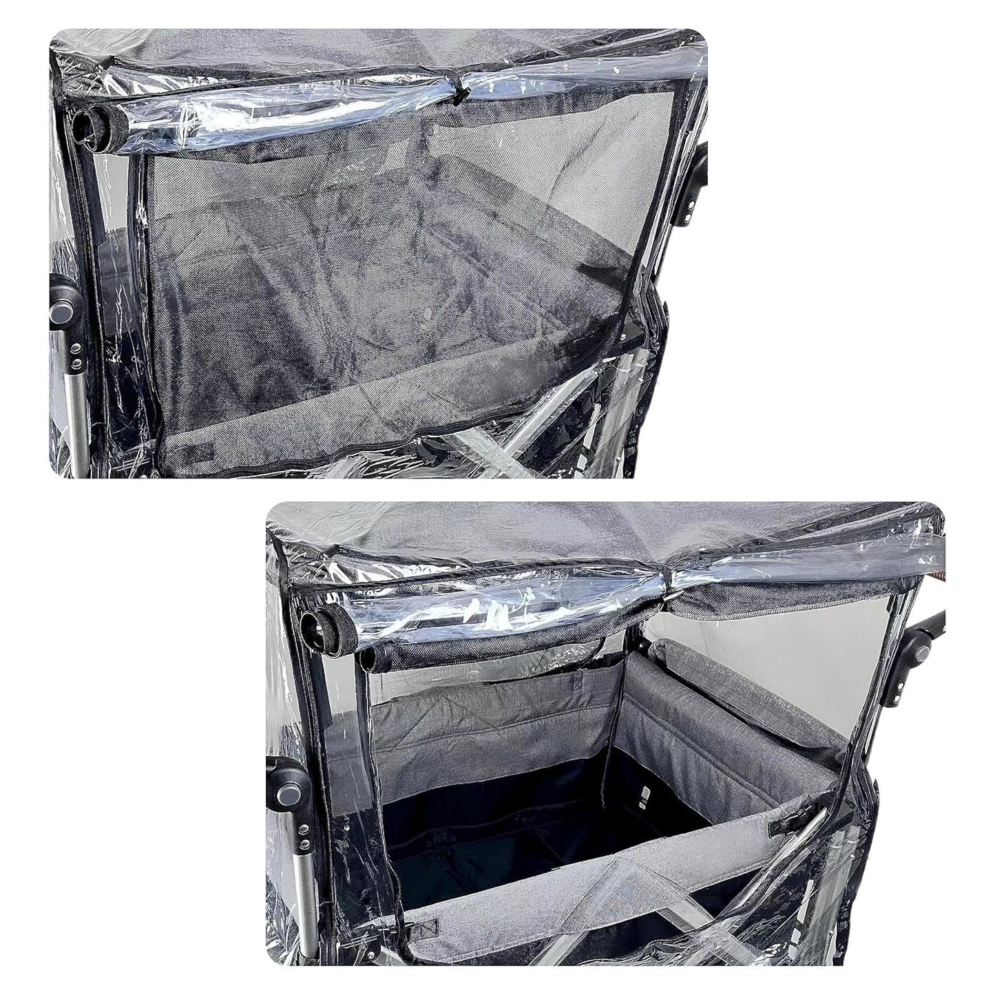 Big Size Rain Cover for Stroller, Mosquito Net for Trolley Cart, 2in1 Big Cover with Window for Picnic Camping Wagon Stroller Waterproof Windproof Accessories (Cart Not Included)